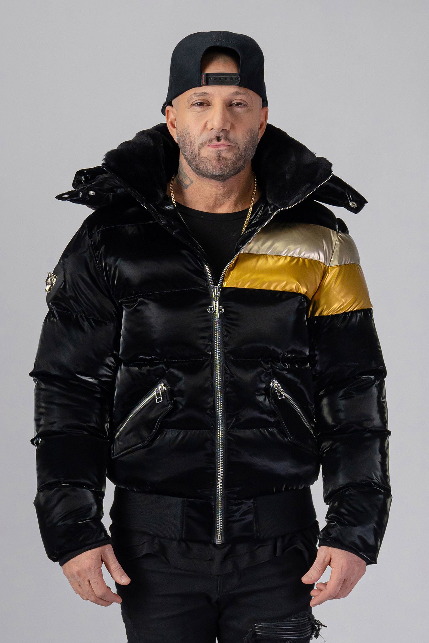Woodpecker Men's Woody Bomber Winter coat. High-end Canadian designer winter coat for men in “Firebird