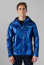 Load image into Gallery viewer, Woodpecker Men&#39;s Wind Shell coat. High-end Canadian designer activewear coat for men in &quot;Flash Blue&quot; colour. Woodpecker coat designed in Canada. Moose Knuckles, Canada Goose, Mackage, Montcler, Will Poho, Willbird, Nic Bayley
