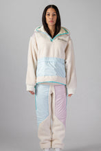 Load image into Gallery viewer, Woodpecker Unisex Fleece Track Pants. High-end Canadian designer winter fleece in &quot;Cream&quot; colour. Woodpecker fleece pants designed in Canada. Warm premium designer fleece pants for winter. Superior quality warm fleece track pants. Moose Knuckles, Canada Goose, Mackage, Montcler, Will Poho, Willbird, Nic Bayley. Cozy for at-home wear.
