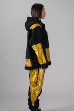 Load image into Gallery viewer, Woodpecker Unisex Fleece Hoodie. High-end Canadian designer winter fleece in &quot;Gold&quot; colour. Woodpecker fleece designed in Canada. Warm premium designer fleece for winter. Superior quality warm fleece hoodie. Moose Knuckles, Canada Goose, Mackage, Montcler, Will Poho, Willbird, Nic Bayley. Cozy for at-home wear.
