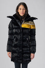 Load image into Gallery viewer, Woodpecker Women&#39;s Penguin Long Winter coat. High-end Canadian designer winter coat for women in &quot;Firebird&quot; colour. Woodpecker cruelty-free winter coat designed in Canada. Women&#39;s heavy weight long length premium designer jacket for winter. Superior quality warm winter coat for women. Moose Knuckles, Canada Goose, Mackage, Montcler, Will Poho, Willbird, Nic Bayley. Extra warm. Shiny parka. Stylish winter jacket. Designer winter coat.
