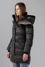 Load image into Gallery viewer, Woodpecker Women&#39;s Penguin Long Winter coat. High-end Canadian designer winter coat for women in &quot;Magnum&quot; Grey colour. Woodpecker cruelty-free winter coat designed in Canada. Women&#39;s heavy weight long length premium designer jacket for winter. Superior quality warm winter coat for women. Moose Knuckles, Canada Goose, Mackage, Montcler, Will Poho, Willbird, Nic Bayley. Extra warm. Shiny parka. Stylish winter jacket. Designer winter coat.
