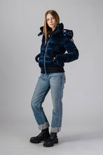 Load image into Gallery viewer, Woodpecker Women&#39;s Woody Bomber Winter coat. High-end Canadian designer winter coat for women in shiny “All Wet Navy&quot;. Woodpecker cruelty-free winter coat designed in Canada. Women&#39;s heavy weight short length premium designer jacket for winter. Superior quality warm winter coat for women. Moose Knuckles, Canada Goose, Mackage, Montcler, Will Poho, Willbird, Nic Bayley. Shiny parka. Stylish winter jacket. Designer winter coat.
