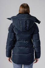 Load image into Gallery viewer, Woodpecker Women&#39;s Bumnester Winter coat. High-end Canadian designer winter coat for women in shiny &quot;Blue Diamond&quot; colour. Woodpecker cruelty-free winter coat designed in Canada. Women&#39;s heavy weight medium length premium designer jacket for winter. Superior quality warm winter coat for women. Moose Knuckles, Canada Goose, Mackage, Montcler, Will Poho, Willbird, Nic Bayley. Extra warm. Shiny parka. Stylish winter jacket. Designer winter coat.
