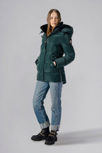Load image into Gallery viewer, Woodpecker Women&#39;s Bumnester Winter coat. High-end Canadian designer winter coat for women in shiny &quot;Green Diamond&quot; colour. Woodpecker cruelty-free winter coat designed in Canada. Women&#39;s heavy weight medium length premium designer jacket for winter. Superior quality warm winter coat for women. Moose Knuckles, Canada Goose, Mackage, Montcler, Will Poho, Willbird, Nic Bayley. Extra warm. Shiny parka. Stylish winter jacket. Designer winter coat.
