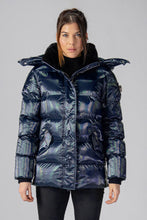 Load image into Gallery viewer, Woodpecker Women&#39;s Bumnester Winter coat. High-end Canadian designer winter coat for women in &quot;Oily Blue&quot; colour. Woodpecker cruelty-free winter coat designed in Canada. Women&#39;s heavy weight medium length premium designer jacket for winter. Superior quality warm winter coat for women. Moose Knuckles, Canada Goose, Mackage, Montcler, Will Poho, Willbird, Nic Bayley. Extra warm. Shiny parka. Stylish winter jacket. Designer winter coat.
