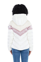 Load image into Gallery viewer, High-end Canadian designer winter coat for women in shiny &quot;sno pony&quot; pink colour. Woodpecker vegan winter coat designed in Canada. Women&#39;s medium weight long length premium designer jacket for winter. Superior quality warm winter coat for women.
